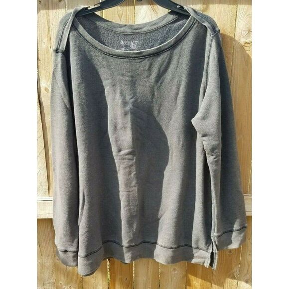 Women's Long Sleeve Top Plus Size 1X (16W-18W) by Terra Sky Distressed Gray Fade - Picture 1 of 8